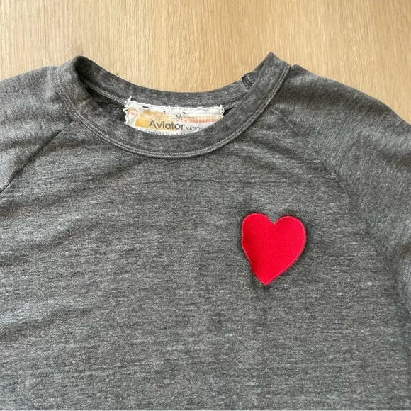 Aviator Nation Gray Sweater with Red Heart - Picture 2 of 15